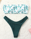 Printed Cactus Multicolor Sexy Wipe Chest Split Body Swimsuit Female