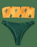 Printed Cactus Multicolor Sexy Wipe Chest Split Body Swimsuit Female