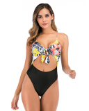 Print Bikini Sexy One-piece Swimsuit Deep V Swimsuit