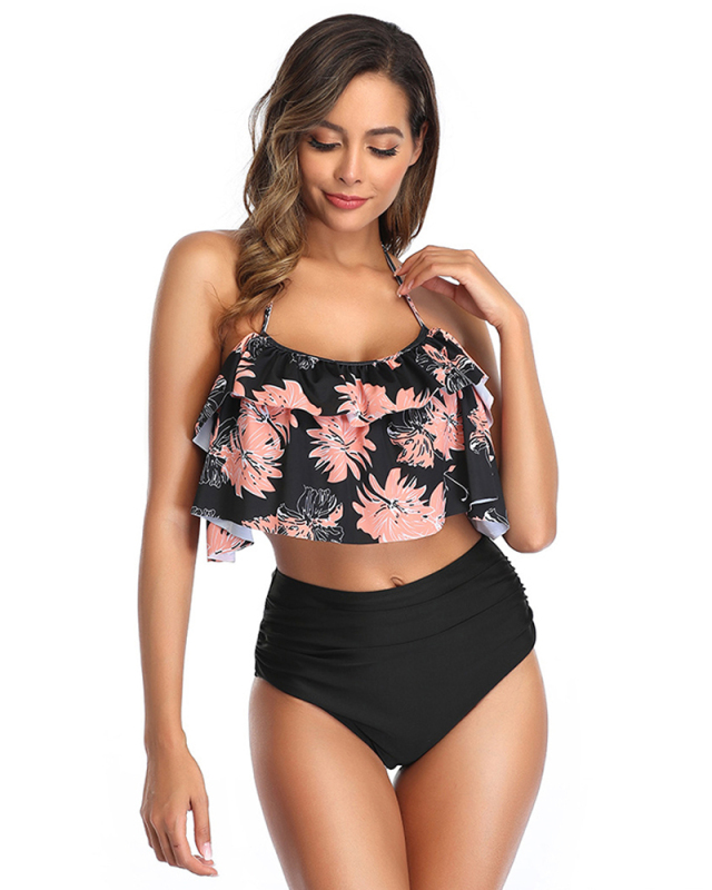 Flounces Swimsuit Women Sexy Print Bikini Two-piece Swimsuit