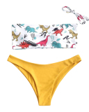 Yellow New Sexy Pattern Print Two-piece Swimsuit