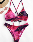 Sexy Women Halter Neck Print Bikini Two-piece Swimsuit