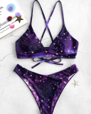 Sexy Women Halter Neck Print Bikini Two-piece Swimsuit