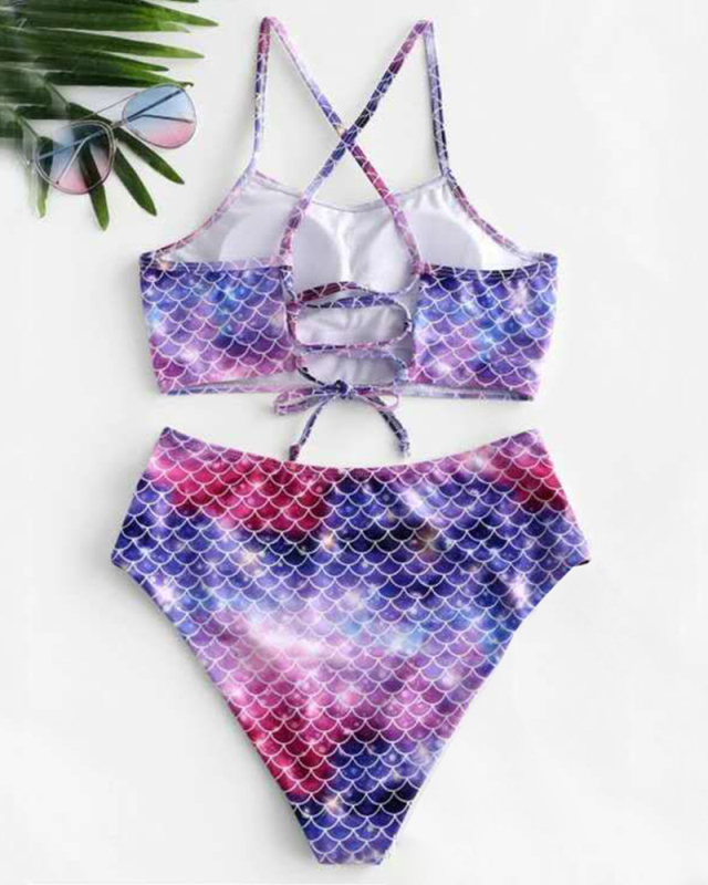High Waist Halter Print Sexy Split Swimsuit Two-piece Swimsuit