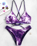 Sexy Women Halter Neck Print Bikini Two-piece Swimsuit