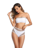 Hot Sale Solid Color Mesh Three-piece Swimsuit Black White S-XL