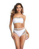 Hot Sale Solid Color Mesh Three-piece Swimsuit Black White S-XL