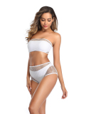 Hot Sale Solid Color Mesh Three-piece Swimsuit Black White S-XL