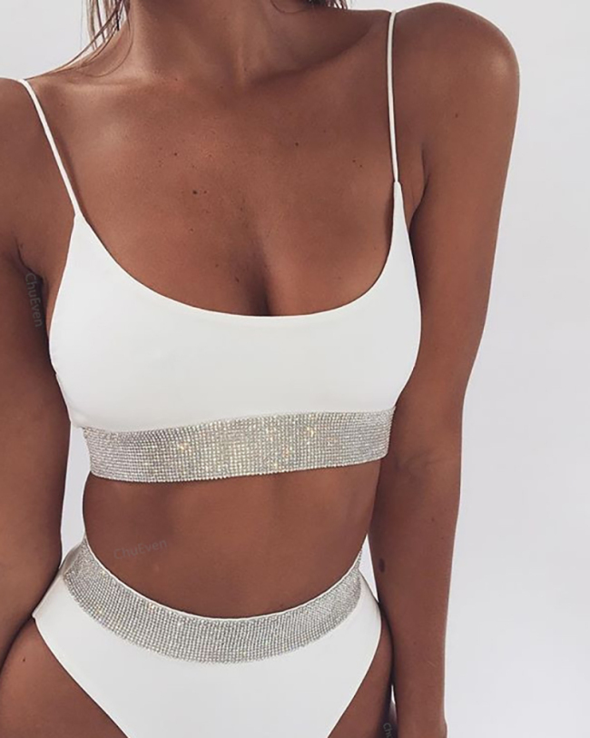 High waisted beach sexy white bikini
