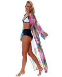Color Feather Print Print Beach Cover Up