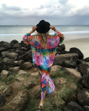 Color Feather Print Print Beach Cover Up