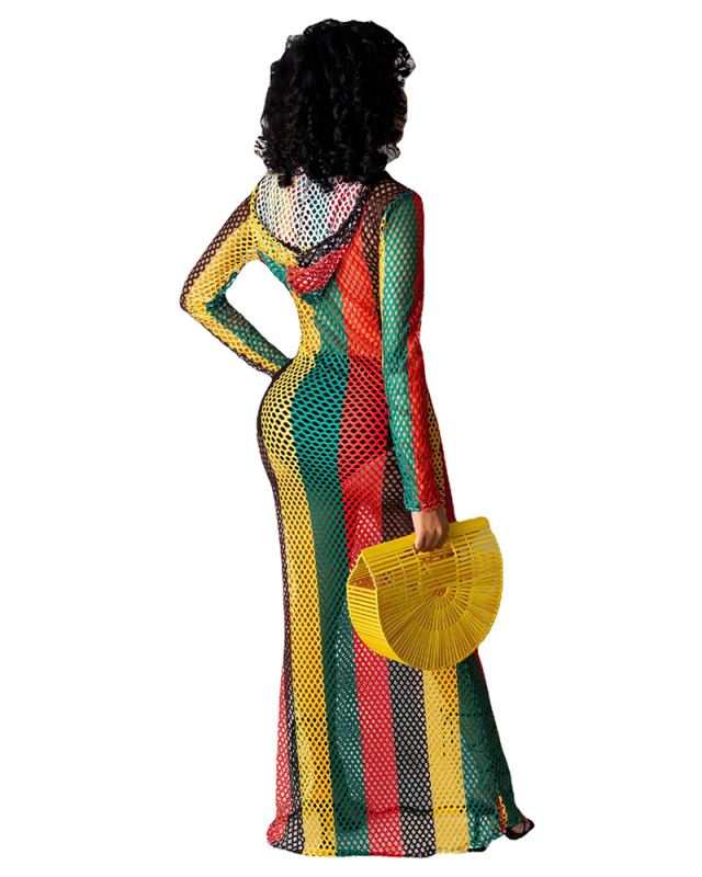 Colorful Women Long Hollow Out Cover Beach Dress S-XXL