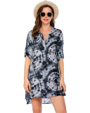 Fashion Boho Printed Women Shirt Beach Dress Cover Ups S-3XL