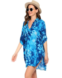 Fashion Boho Printed Women Shirt Beach Dress Cover Ups S-3XL