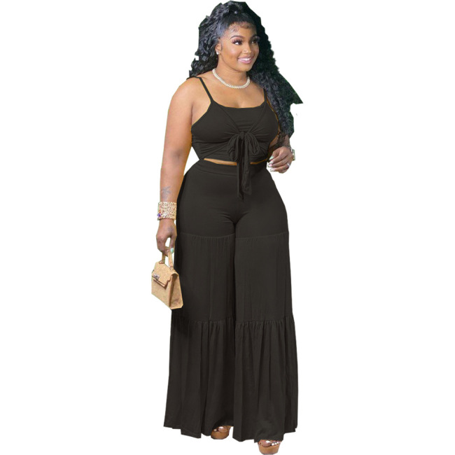 Plus Size Solid Color New Arrival Two Piece Pant Set XL-4XL