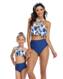 New Design Beauty Floral Ruffle Strap Mom&Child Swimsuit S-XL