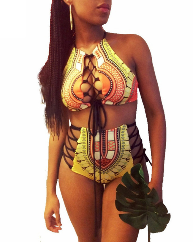 Plus Size Tether Print Swimwear bikini