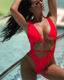 One-Piece Butterfly Print Halter With Backless High-Waisted Swimsuit