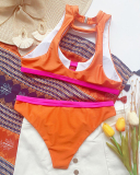 Hollow Out Swimwear Female Patchwork Bathing Suits
