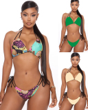 Swimsuit Women Large Size Bikini Ladies Bathing Suit New Plus String Push Up With Print Polyester Sierra Surfer