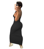 Female Long Women Solid Color Long Dress