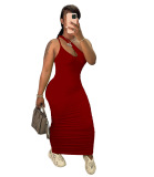 Female Long Women Solid Color Long Dress