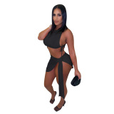 Women Sexy Rib Lace Dress Two pieces Outfit Skirt Sets