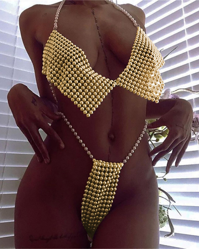 Sexy Three-point Pearl Style Two-piece Swimsuit 