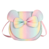 Women Cute Bow With Glitzy Sequins Pu Handbag
