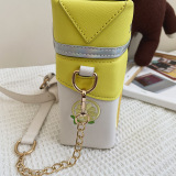 Women Embroidered Crossbody Bag With Strawberry Lemon Fruit Straw