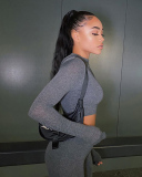 Solid Color Slim Long Sleeve Breathable Trend Sports Suit