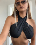 Summer Sexy Women Solid Color Bind Straps Chest Tops