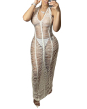V-neck Crochet Women New Beach Dress