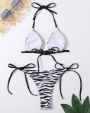 Lady Sexy Tie Side String Zebra-stripe Hammock Two-piece Swimsuit S-L