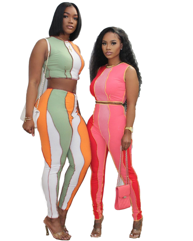 Sleeveless Women Hot Summer Two Piece Set S-XXL