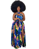 Plus Size Floral Printed Long Maxi Dress S-5XL