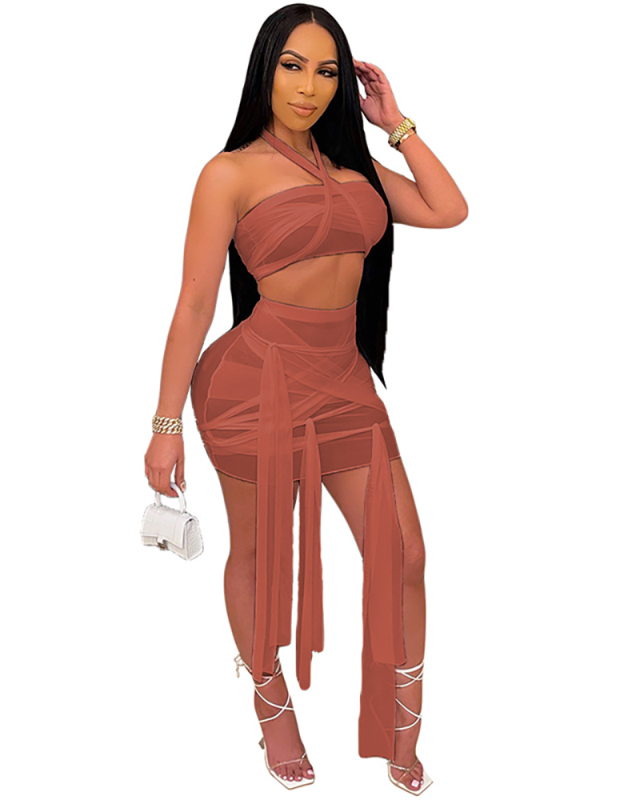 Irregular Women Solid Color Women Two Piece Skirt S-XL