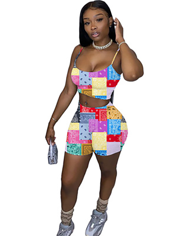 Women Printing Pattern Casual Two Piece set S-XL
