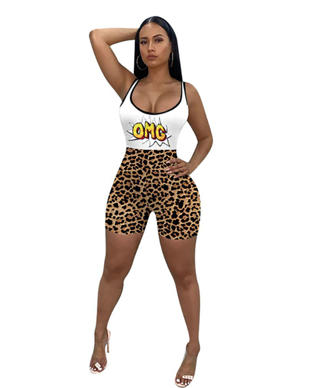 Women Street Style Sporty Printing Jumpsuit S-XL