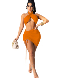 Solid Color Sexy Hot Bandage Party Dress