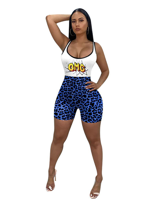 Women Street Style Sporty Printing Jumpsuit S-XL