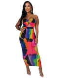 Strapless Women Printed Long Dress