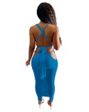 Open Back Sexy Party Two Piece Skirt Set
