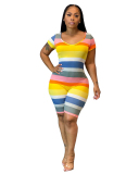 Women  Fashion Stripe Hollow Out Jumpsuit S-XL