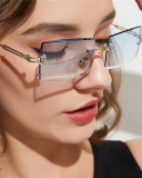 Frameless Square Sunglasses With Cut Edges