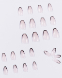 24pcs Nude Color Black Edge French Style Short Ballet Artificial Nails Fake Nails Nail Patch