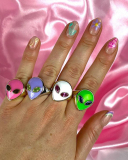New Alien Head Ring 18K Gold Color Color Preserved Cute Girly Ring