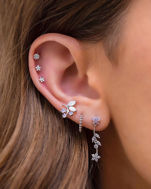 Romantic Stars and Moon Series Popular Butterfly Earrings Moon Universe Single Ear Earring Set