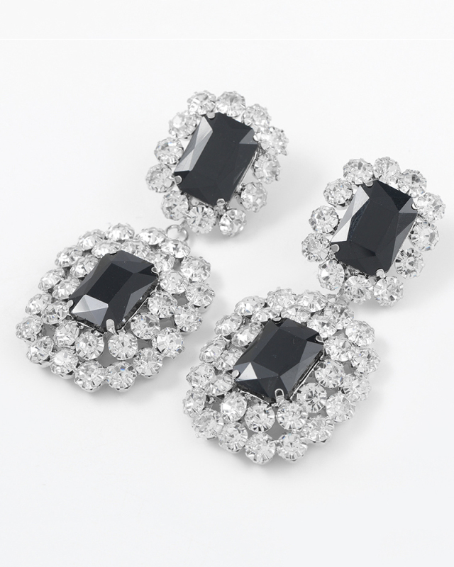 Super Flashing Claw Chain Series Alloy Diamond-Studded Rhinestone Geometric Exaggerated Earrings