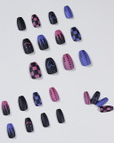 24pcs Flame Artificial Nails Fake Nail Patches Waterproof Removable Nail Patch